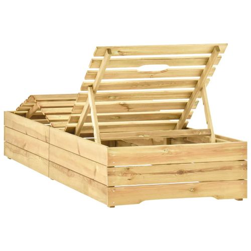 Chaise Longue Bois De Pin Imprégné De Vert 2 17 Chaise longue Bois de pin imprégné de vert 2 - Photo n°3; ?>