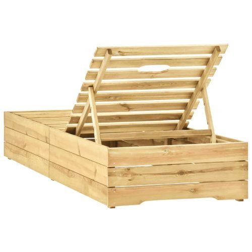 Chaise longue Bois de pin imprégné de vert - Photo n°3; ?>