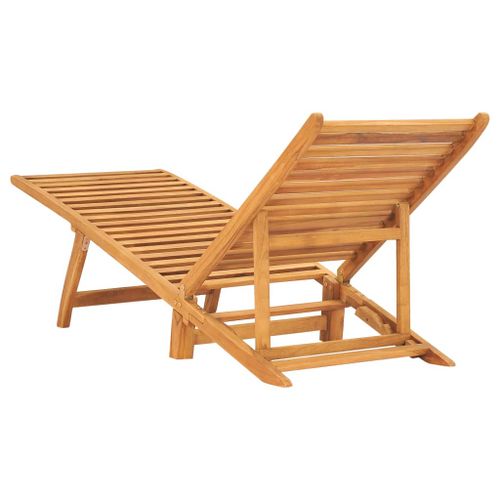 Chaise longue Bois de teck solide 4 - Photo n°3; ?>
