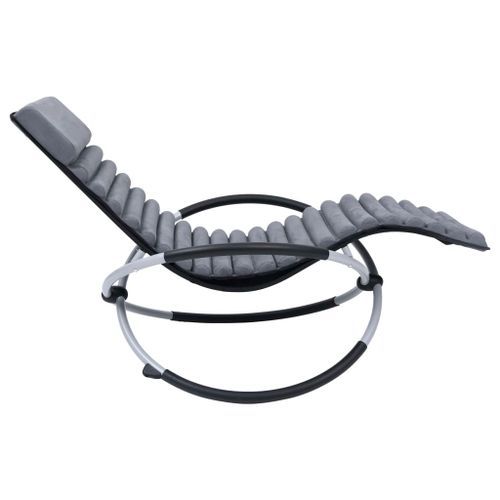 Chaise longue d'extérieur avec coussin Acier Gris - Photo n°3; ?>