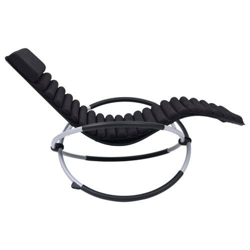 Chaise longue d'extérieur avec coussin Acier Noir - Photo n°3; ?>