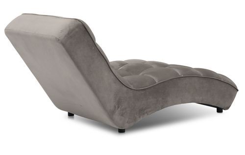 Chaise longue d'intérieur design tissu gris capitonné Rikal - Photo n°3; ?>