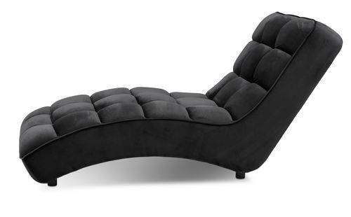 Chaise longue d'intérieur design velours noir capitonné Rikal - Photo n°2; ?>