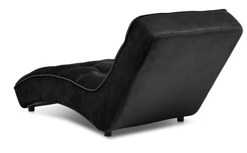 Chaise longue d'intérieur design velours noir capitonné Rikal - Photo n°3; ?>