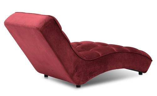 Chaise longue d'intérieur design velours rouge capitonné Rikal - Photo n°3; ?>