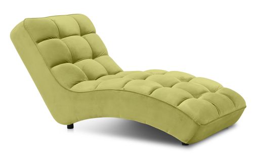 Chaise longue d'intérieur design velours vert anis capitonné Rikal - Photo n°2; ?>