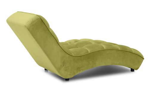 Chaise longue d'intérieur design velours vert anis capitonné Rikal - Photo n°3; ?>