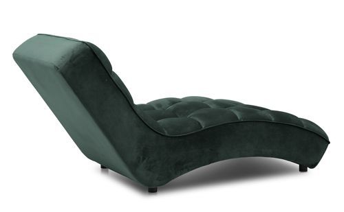 Chaise longue d'intérieur design velours vert bouteille capitonné Rikal - Photo n°2; ?>