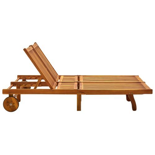 Chaise longue de jardin 2 places avec coussins Acacia solide - Photo n°2; ?>