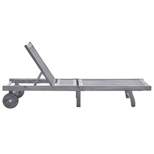 Chaise longue de jardin avec coussin Gris Bois d'acacia solide 13 - Photo n°2; ?>