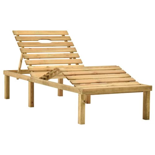 Chaise longue de jardin avec table et coussin Pin imprégné 56 - Photo n°3; ?>
