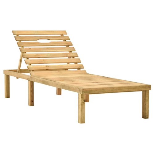Chaise longue de jardin avec table et coussin Pin imprégné 53 - Photo n°3; ?>