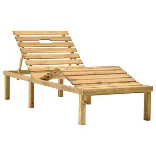 Chaise longue de jardin avec table et coussin Pin imprégné 19 - Photo n°3; ?>