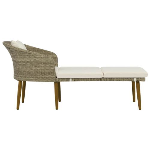 Chaise longue de jardin Gris/beige Résine tressée - Photo n°2; ?>