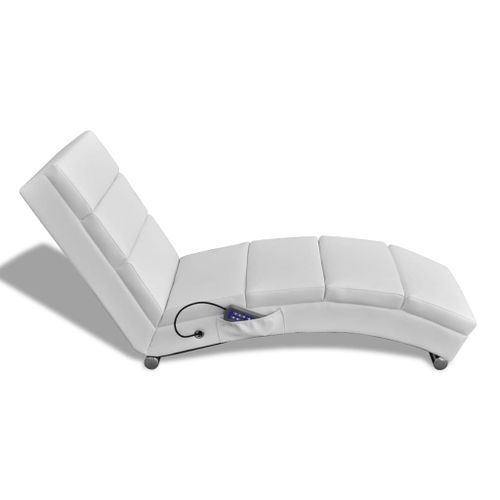 Chaise longue de massage Blanc Similicuir - Photo n°2; ?>