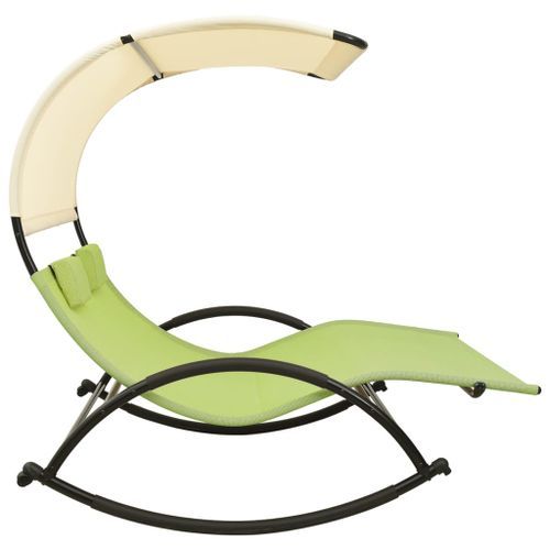 Chaise Longue Double Avec Auvent Textilène Vert Et Crème 15 Chaise longue double avec auvent Textilène Vert et crème - Photo n°3; ?>