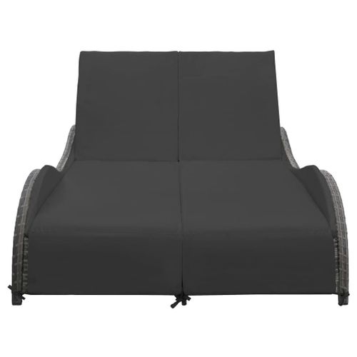 Chaise longue double avec coussin Résine tressée Anthracite - Photo n°2; ?>