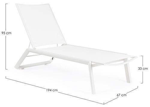 Chaise longue en aluminium blanc avec roues Cadia - Lot de 4 - Photo n°3; ?>