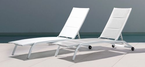 Chaise longue en aluminium blanc et gris Chloé - Lot de 4 - Photo n°2; ?>