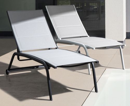 Chaise longue en aluminium et textylène blanc Chloé - Lot de 4 - Photo n°2; ?>