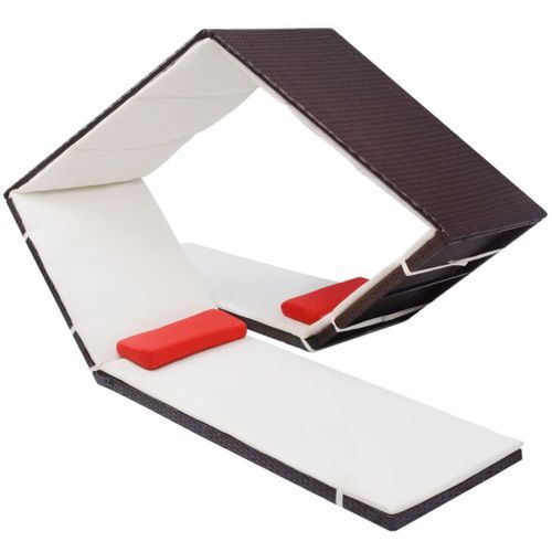 Chaise longue en forme de diamant Résine tressée Marron - Photo n°2; ?>