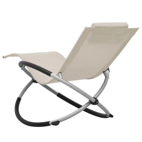 Chaise longue enfant textilène beige et métal gris Ardec - Photo n°3; ?>