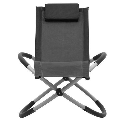 Chaise longue enfant textilène noir et métal gris Ardec - Photo n°2; ?>