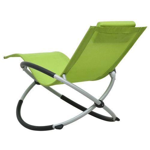 Chaise longue enfant textilène vert et métal gris Ardec - Photo n°3; ?>