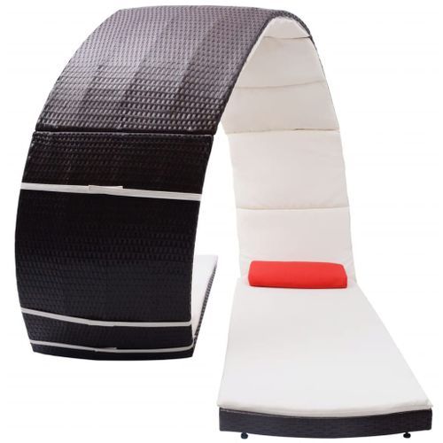 Chaise longue Forme de boucle Résine tressée Marron - Photo n°3; ?>