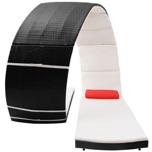 Chaise longue Forme de boucle Résine tressée Noir - Photo n°3; ?>