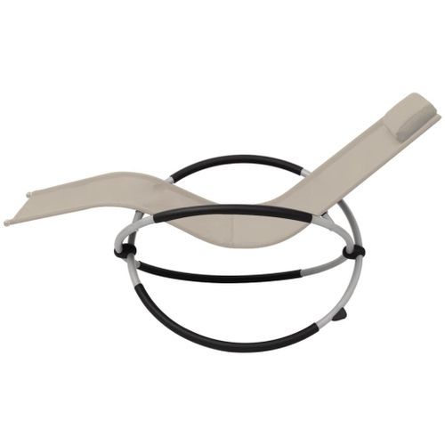 Chaise longue géométrique d'extérieur Acier Crème - Photo n°3; ?>