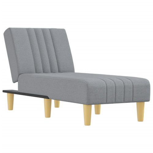 Chaise longue gris clair tissu - Photo n°2; ?>