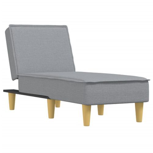 Chaise longue gris clair tissu - Photo n°2; ?>