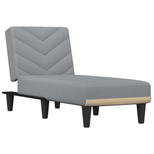 Chaise longue gris clair tissu - Photo n°2; ?>