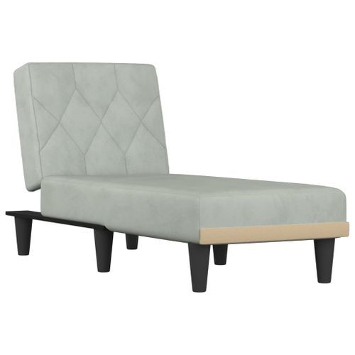 Chaise longue gris clair velours - Photo n°2; ?>