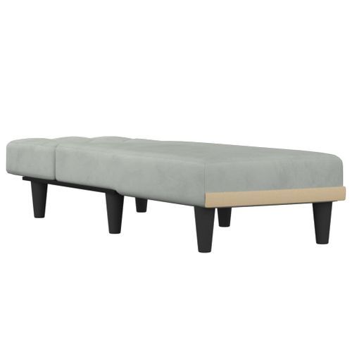 Chaise longue gris clair velours - Photo n°3; ?>