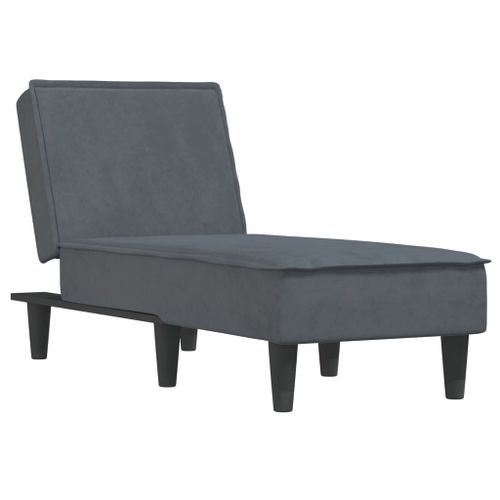 Chaise longue gris foncé velours - Photo n°2; ?>