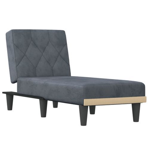 Chaise longue gris foncé velours - Photo n°2; ?>