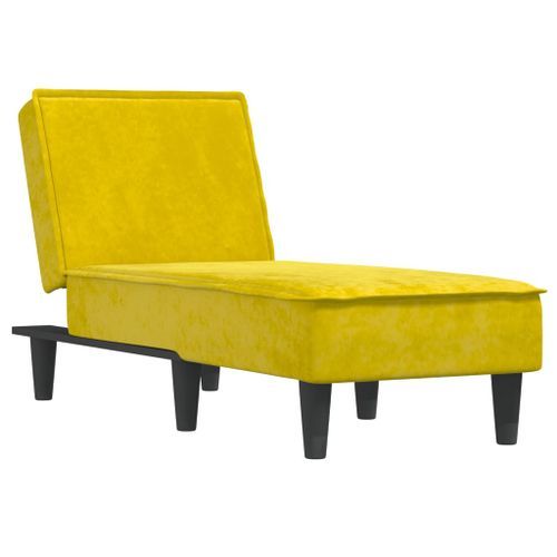 Chaise longue jaune velours - Photo n°2; ?>