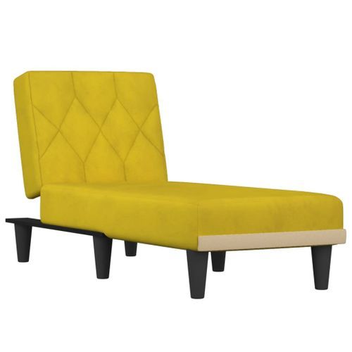 Chaise longue jaune velours - Photo n°2; ?>