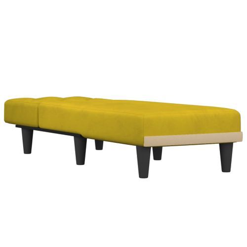 Chaise longue jaune velours - Photo n°3; ?>