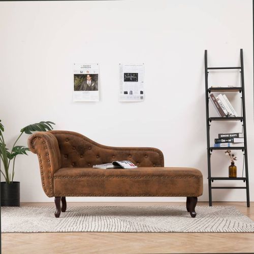 Chaise longue Marron Similicuir daim - Photo n°2; ?>