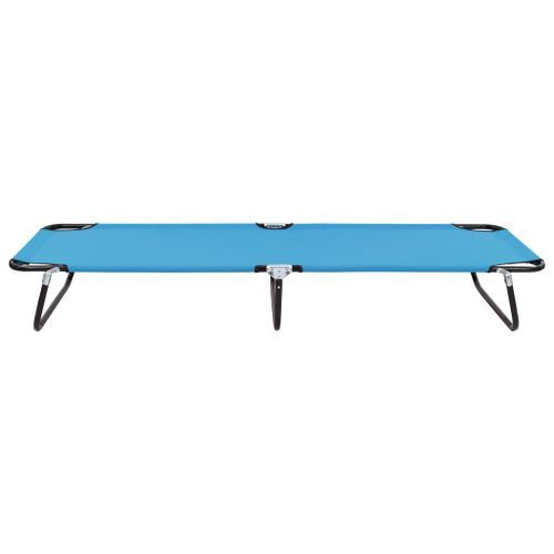Chaise longue pliable Acier Bleu turquoise - Photo n°2; ?>