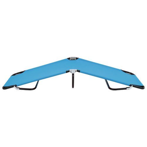 Chaise longue pliable Acier Bleu turquoise - Photo n°3; ?>