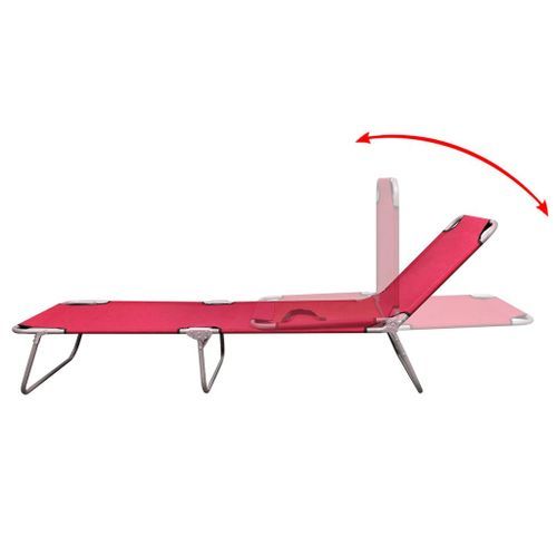 Chaise longue pliable Acier enduit de poudre Rouge - Photo n°3; ?>
