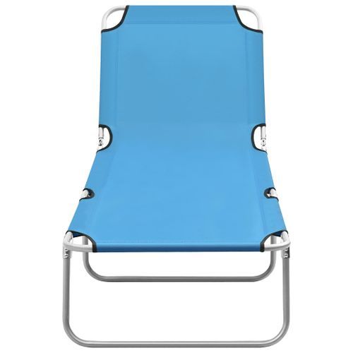 Chaise longue pliable Acier et tissu Bleu turquoise - Photo n°2; ?>