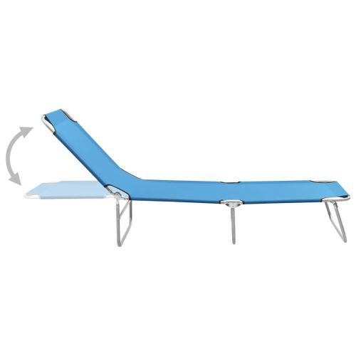Chaise longue pliable Acier et tissu Bleu turquoise - Photo n°3; ?>