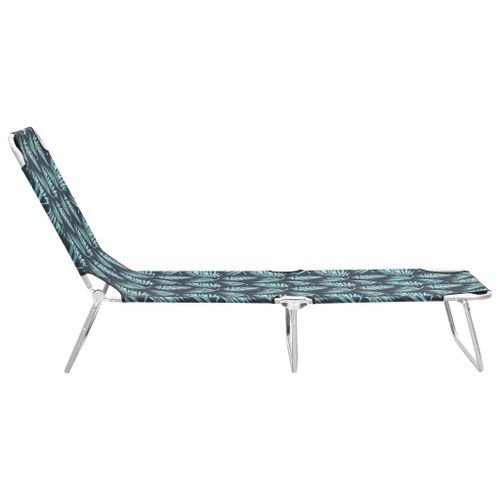Chaise longue pliable Acier et tissu Motif de feuilles - Photo n°3; ?>
