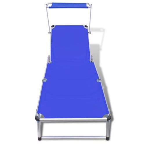 Chaise Longue Pliable Avec Auvent Aluminium Et Textilène Bleu 16 Chaise longue pliable avec auvent Aluminium et textilène Bleu - Photo n°2; ?>