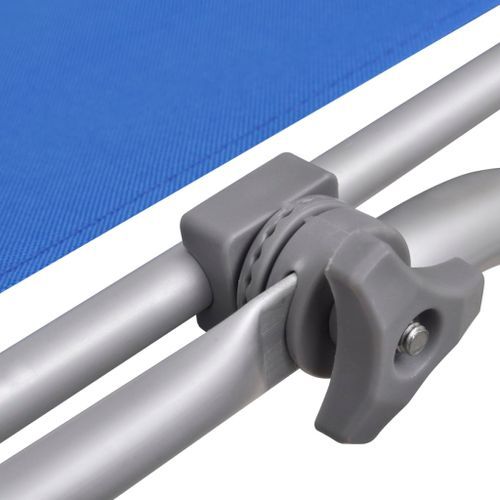 Chaise longue pliable avec auvent et roulettes Aluminium Bleu - Photo n°3; ?>